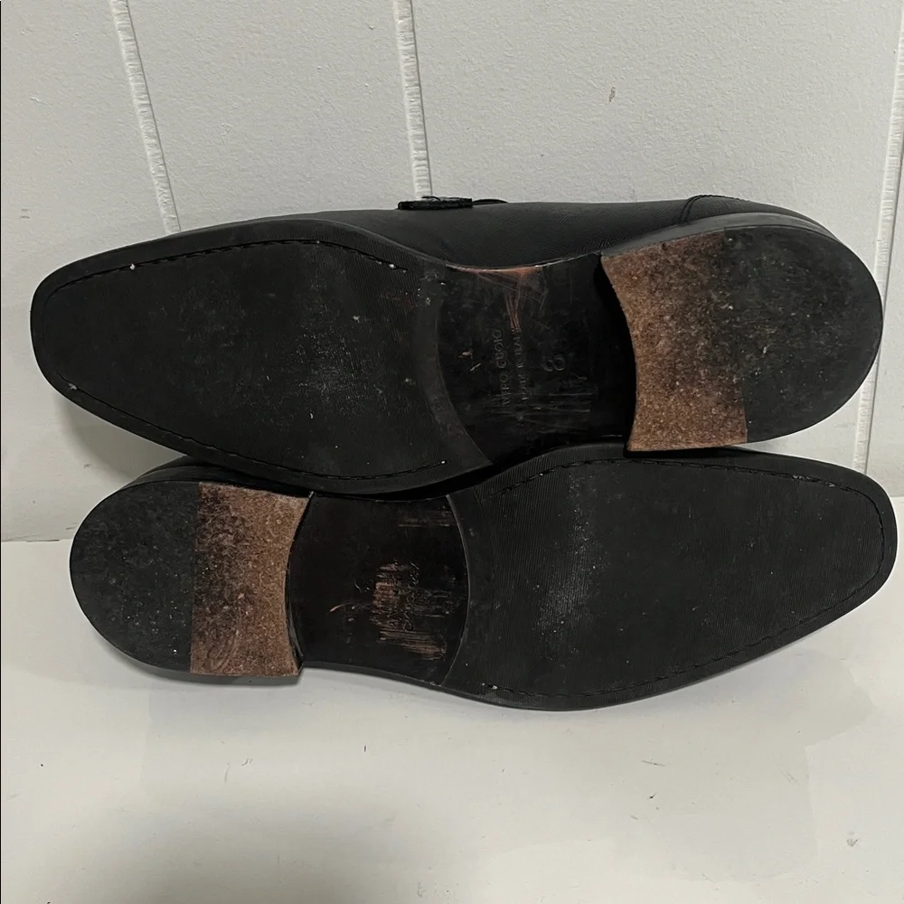 Saks Fifth Avenue Black Leather Horsebit Loafers Italy Vero Cuoio Sz 8